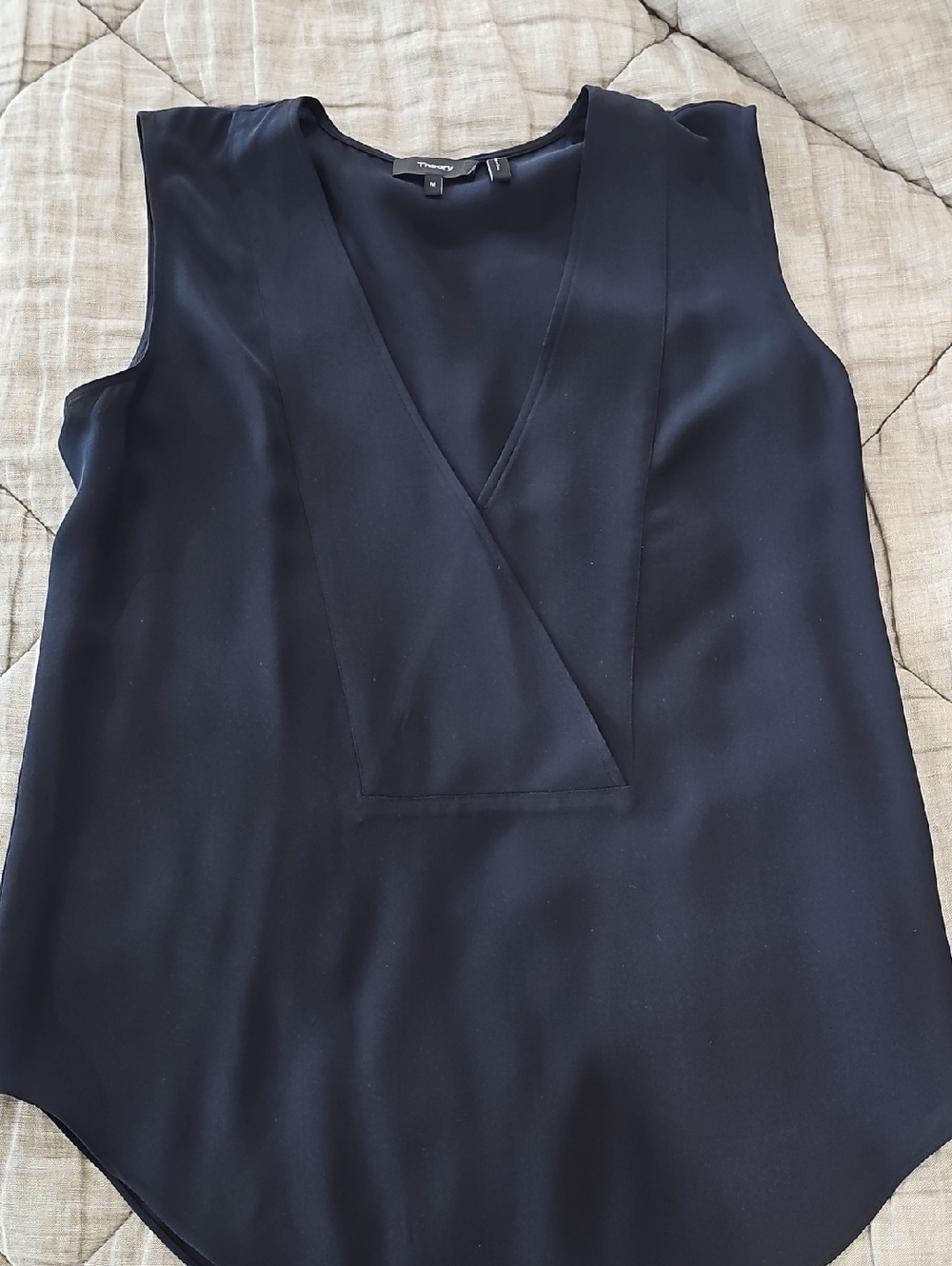 Theory Blue Sleeveless V-Neck Silk Camisole